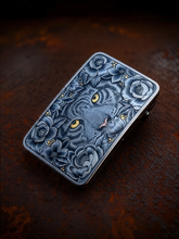 【Customization】24K Gold-Inlay Pure Titanium Belt Buckle with a Tiger and Flowers Pattern Engraving