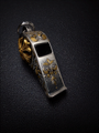 【Customization】24K Gold-Inlay Hand-Engraved Designed Floral Scrolls Whistle
