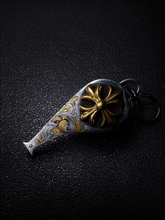 【Customization】24K Gold-Inlay Hand-Engraved Designed Floral Scrolls Whistle