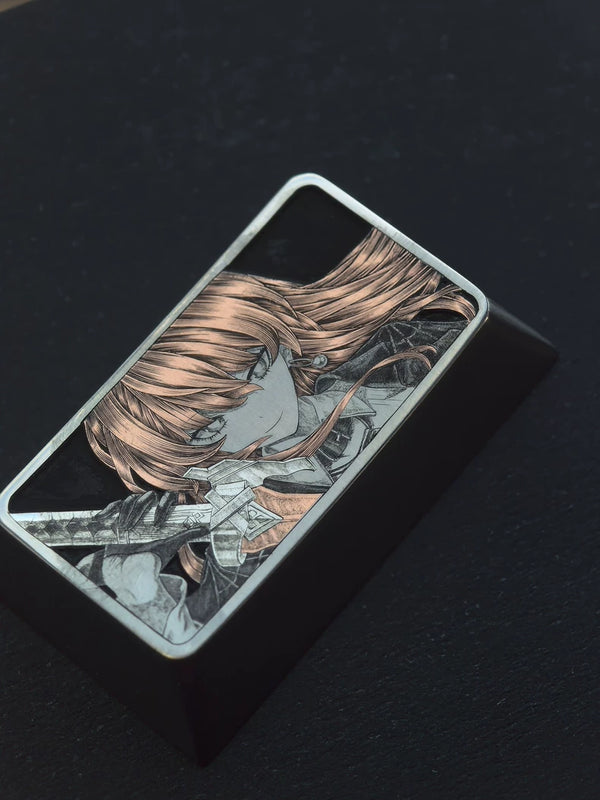 【Customization】Hand-Engraved  Anime Battle Girl Etched Keycap