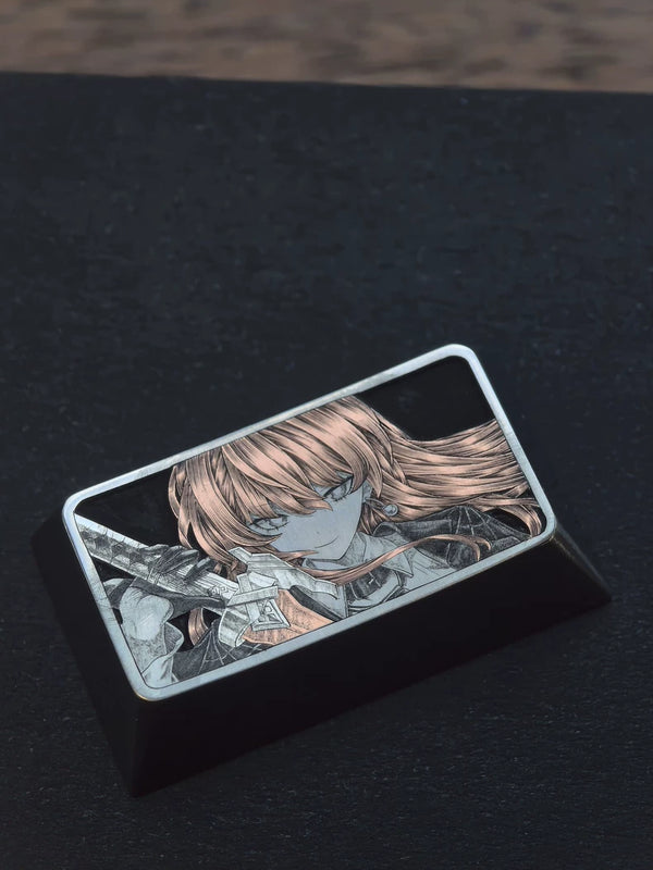 【Customization】Hand-Engraved  Anime Battle Girl Etched Keycap