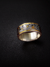 【Customization】24K Gold-Inlay Hand-Engraved Koi Fish Ring