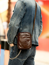 Premium first layer cowhide men's shoulder bag simple casual messenger bag genuine leather all-match commuter durable vertical backpack · brown